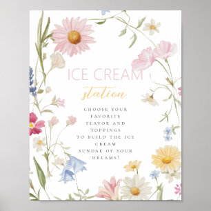 Poster Panneau de la station de crème glacée fleur sauvag