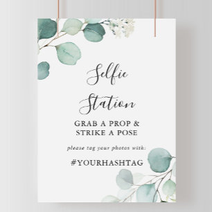Poster Panneau de la station de selfie Eucalyptus Vert d'