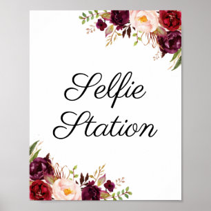 Poster Panneau de la station de Selfie Mariage rose et ma