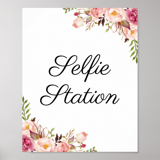 Poster Panneau de la Station de Selfie pour Mariage Fleur (Devant)