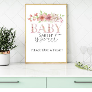 Poster Panneau de la station de traitement Floral rose