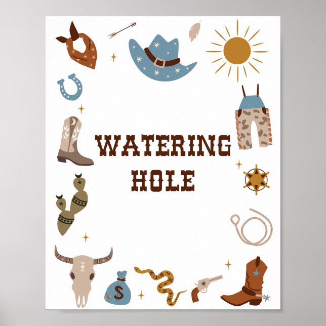 Poster Panneau de la station d'eau du trou d'eau Rodeo Bi (Devant)