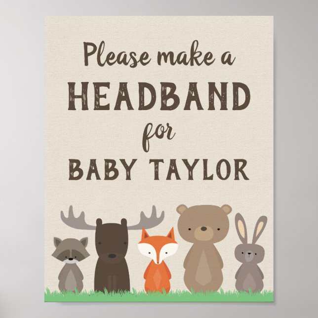 Poster Panneau de la station du Baby shower Woodland (Devant)