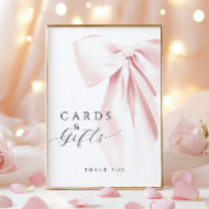 Poster Panneau de la table Baby shower Pink Bow Cartes et