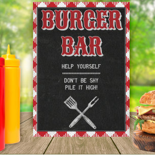 Poster Panneau de la table BBQ Anniversaire Burger 5x7 Ja