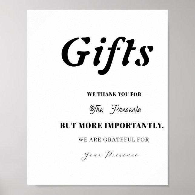 Poster Panneau de la table cadeau minimale pour la Fête d (Devant)