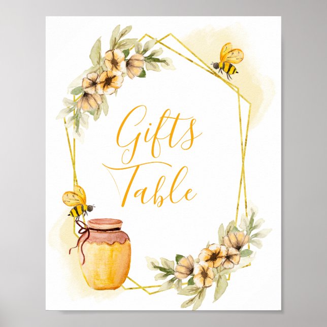 Poster Panneau de la table Cadeaux botaniques Abeille Aqu (Devant)