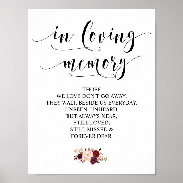 Poster Panneau de la table commémorative Mariage en mémoi (Devant)