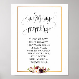 Poster Panneau de la table commémorative Mariage en mémoi
