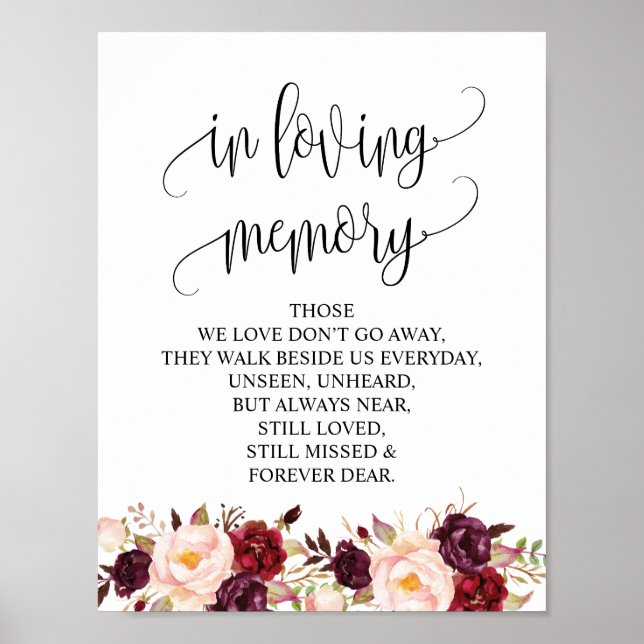 Poster Panneau de la table commémorative Mariage en mémoi (Devant)