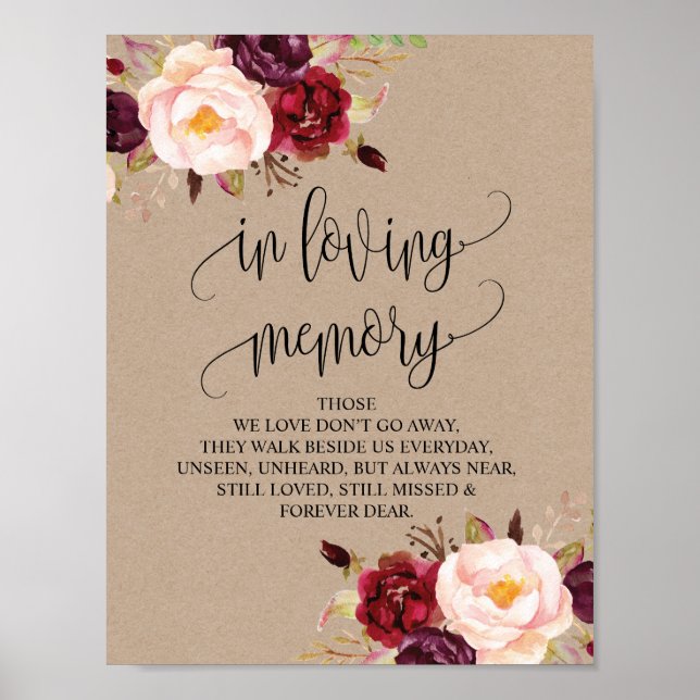 Poster Panneau de la table commémorative Mariage en mémoi (Devant)