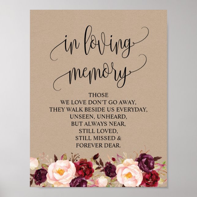 Poster Panneau de la table commémorative Mariage en mémoi (Devant)