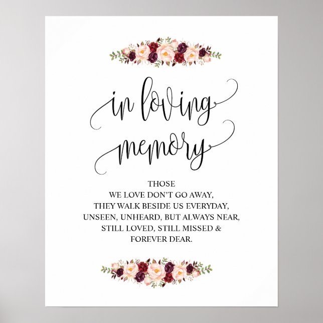 Poster Panneau de la table commémorative Mariage en mémoi (Devant)