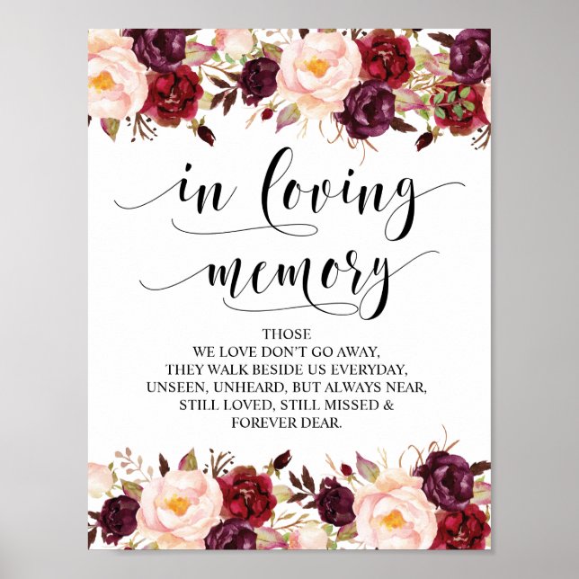 Poster Panneau de la table commémorative Mariage en mémoi (Devant)