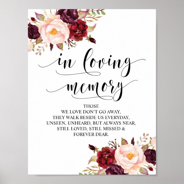 Poster Panneau de la table commémorative Mariage en mémoi (Devant)