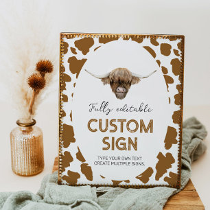 Poster Panneau de la table d'anniversaire de la vache Hig