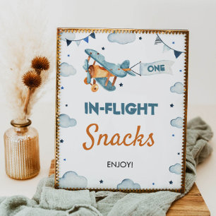 Poster Panneau de la table d'anniversaire de l'avion vint