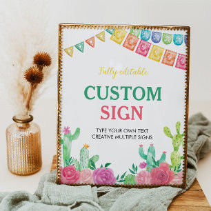 Poster Panneau de la table d'anniversaire Fiesta Cactus