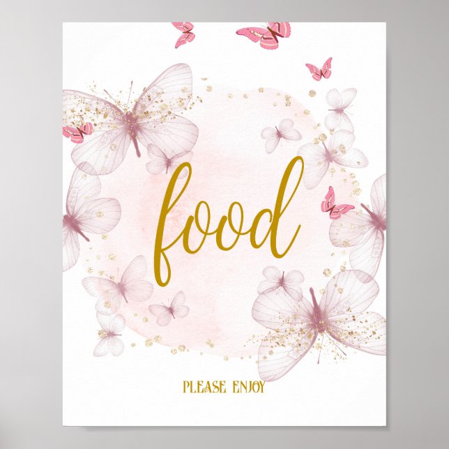 Poster Panneau de la table d'anniversaire rose et or (Devant)