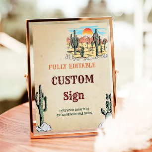 Poster Panneau de la table d'anniversaire Wild West Cowbo