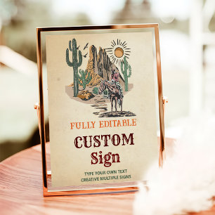 Poster Panneau de la table d'anniversaire Wild West Cowbo