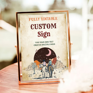 Poster Panneau de la table d'anniversaire Wild West Cowbo