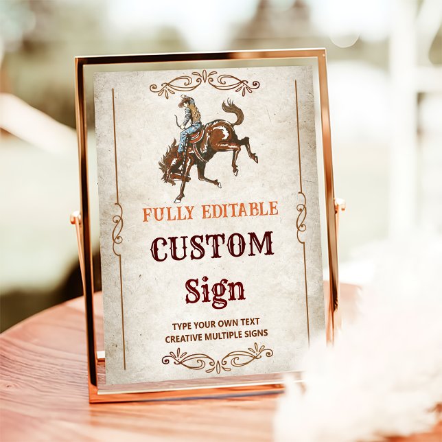 Poster Panneau de la table d'anniversaire Wild West Cowbo (Créateur téléchargé)