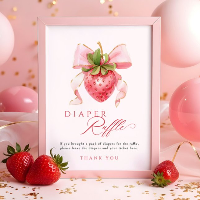 Poster Panneau de la table de Baby shower de fraises (Créateur téléchargé)