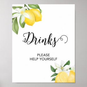 Poster Panneau de la table de boisson citron Citrus