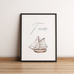 Poster Panneau de la table de favori du bateau nautique