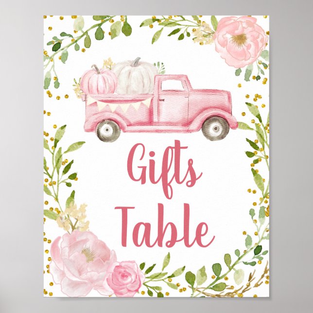 Poster Panneau de la table des cadeaux de camions Citroui (Devant)