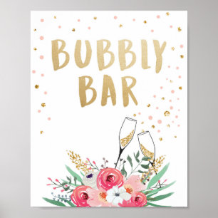 Poster Panneau de la table florale de Brunch et Bubbly Ba