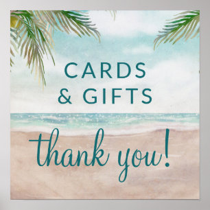 Poster Panneau de la table Mariage Island Breeze Cartes e