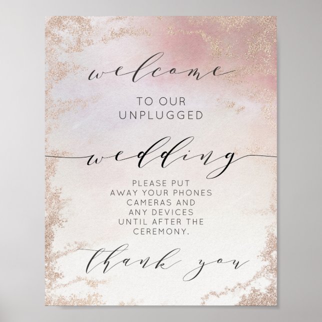 Poster Panneau de la table Mariage Ombre Blush Pink Unplu (Devant)