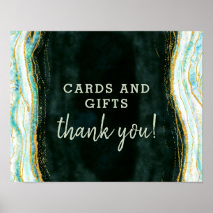 Poster Panneau de la table Mariage turquoise Green & Gold