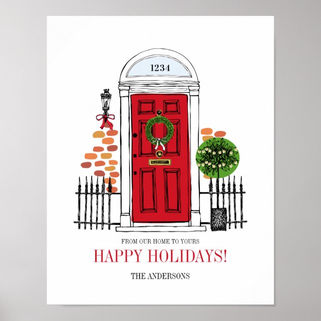 Poster Panneau de l'affiche de la porte de Noël des Fêtes (Devant)