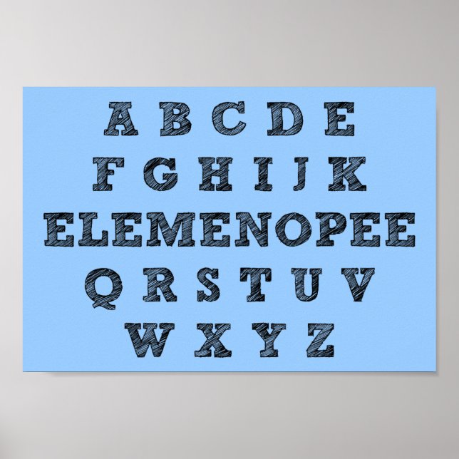 Poster Panneau de l'alphabet Elemenopee Funny (Devant)