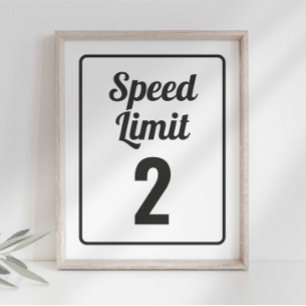 Poster Panneau de Limite de Vitesse pour Anniversaire de 