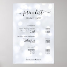Panneau de liste de prix de salon minimaliste mode