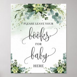 Poster Panneau de livres de feuillage verdoyant succulent