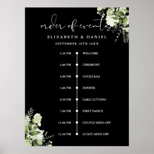 Poster Panneau de l'ordre des événements de mariage flora
