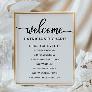 Poster Panneau de l'ordre des événements du mariage   Cal