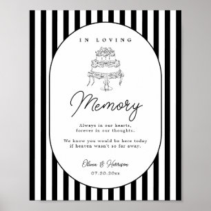 Poster Panneau de mariage à rayures noires et blanches en