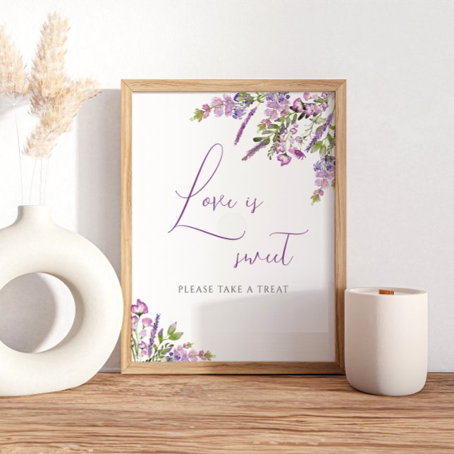 Poster Panneau de mariage amour lilas rustique est doux (Créateur téléchargé)