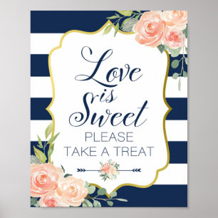 Poster Panneau de mariage bleu marine et or   Panneau de 