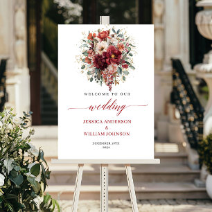Poster Panneau de mariage Bohème Fleurs de Bourgogne d'Au
