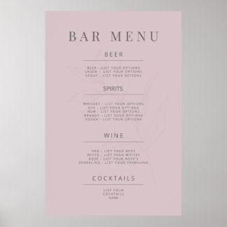 Poster Panneau de mariage botanique minimaliste Dusky Ros