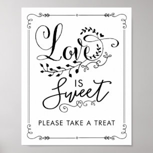 Poster Panneau de mariage botanique vintage doux de l'amo
