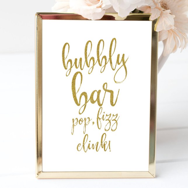 Poster Panneau de mariage Bubbly Bar Gold Glitter 8x10 (Créateur téléchargé)