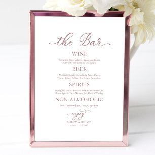 Poster Panneau de mariage calligraphié rose gold pour bar